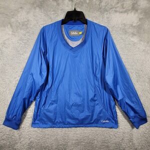 Cabela's Pullover Windbreaker Jacket Womens Medium‎ Blue V Neck Long Sleeve